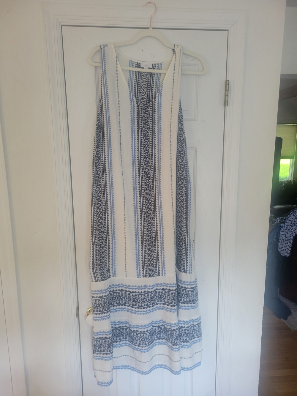 J. Jill White and Blue Striped Maxi Dress